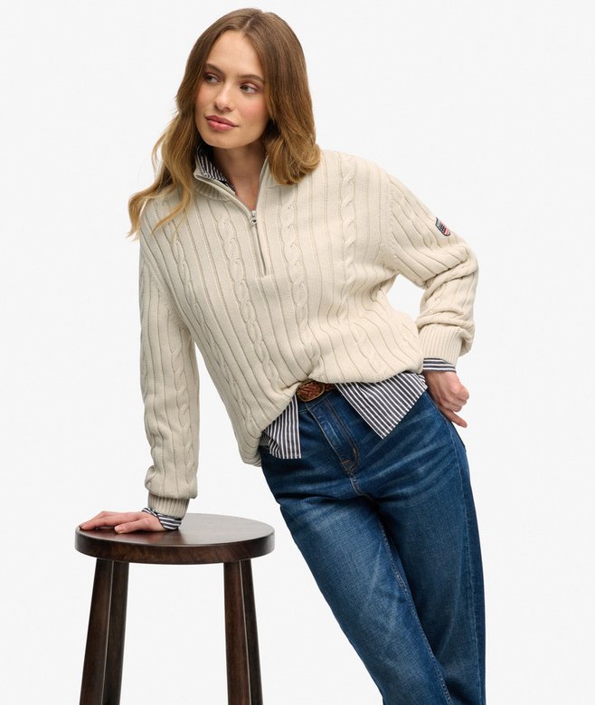 superdry Cable Half Zip Knit