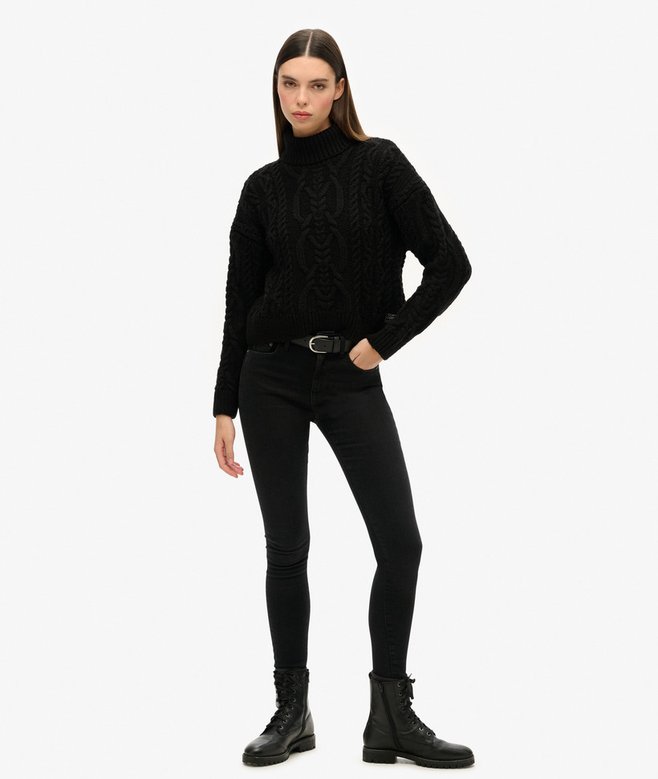 Superdry Cable Knit Polo Neck Jumper