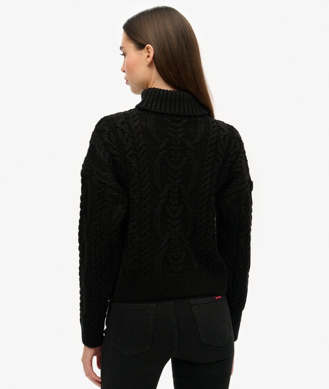 Superdry Cable Knit Polo Neck Jumper