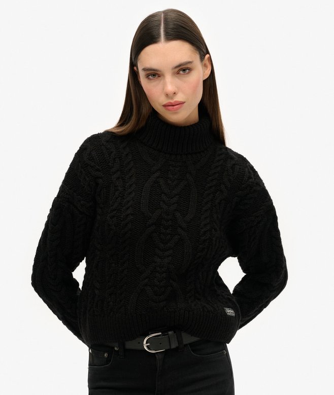 superdry Cable Knit Polo Neck Jumper