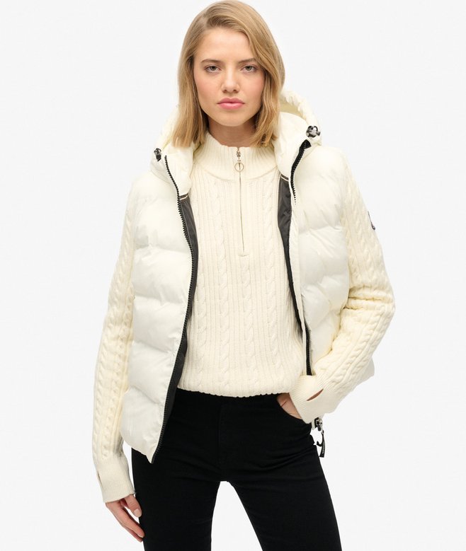 superdry Cable Knit Sleeve Hybrid Jacket