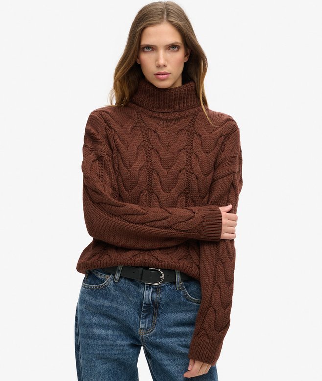 superdry Chain Cable Knit Polo Jumper