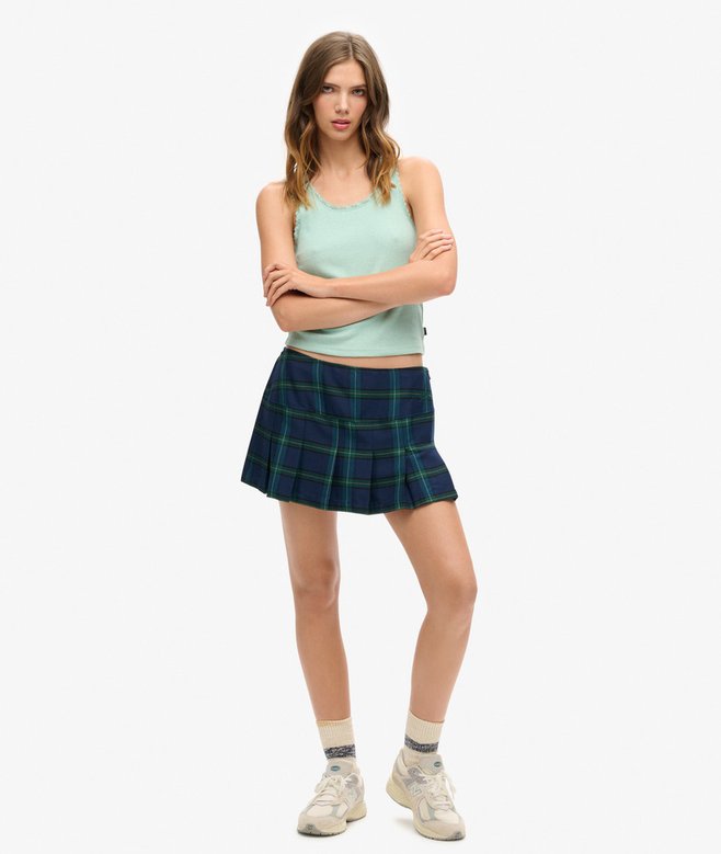 superdry Check Pleat Mini Skirt