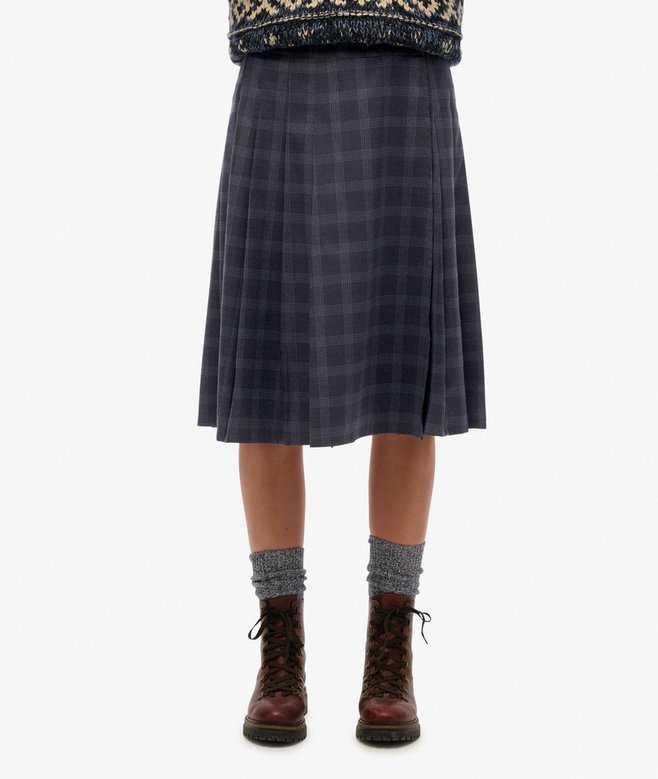 Superdry Check Pleated Midi Skirt