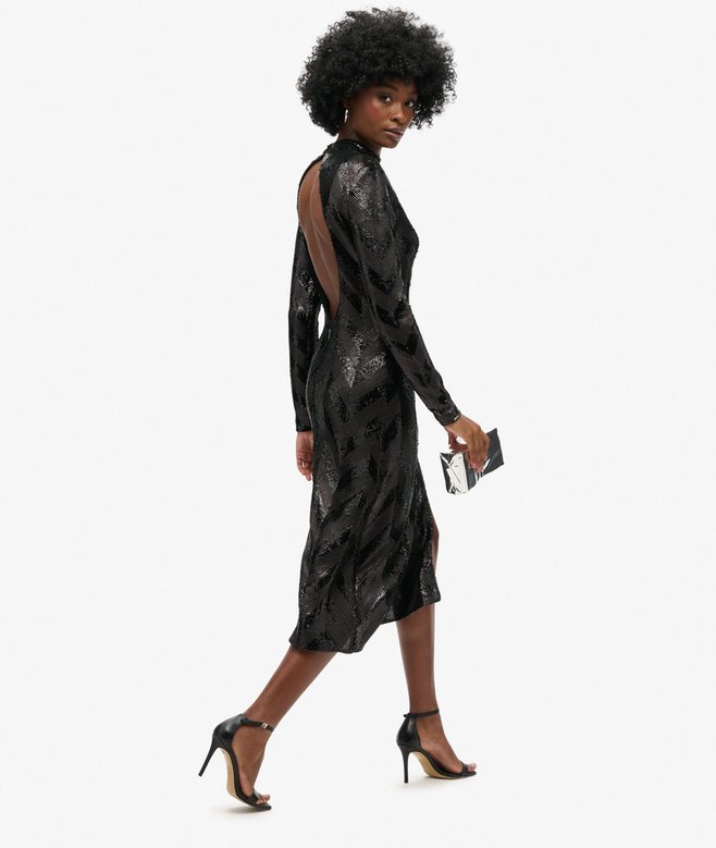 Superdry Chevron Open Back Midi Dress