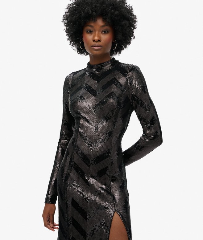 Superdry Chevron Open Back Midi Dress