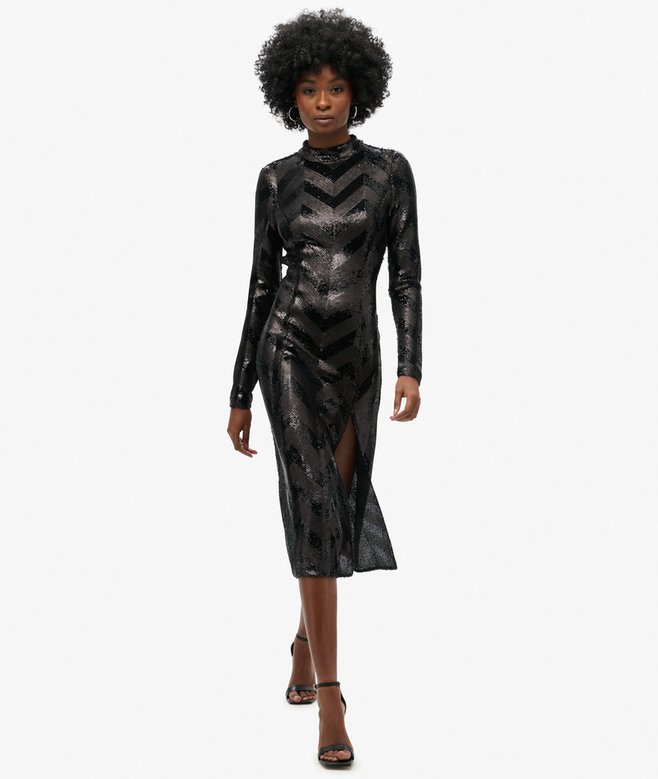 Superdry Chevron Open Back Midi Dress