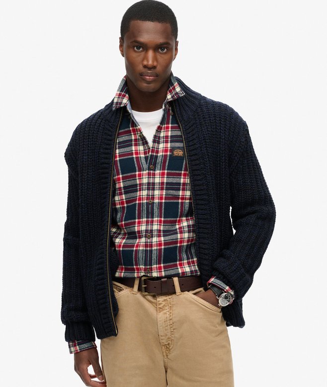 Superdry Chunky Knit Zip Through Cardigan