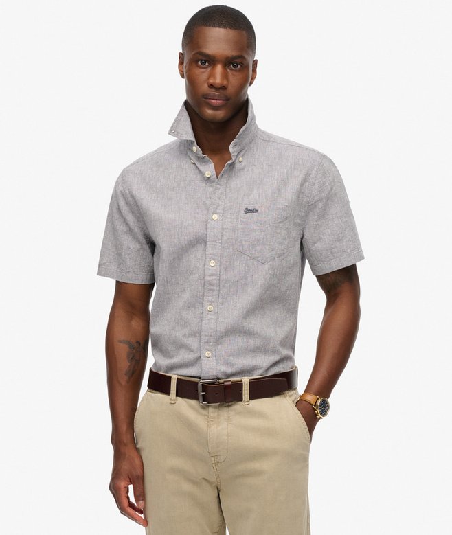 superdry City Cotton Linen Short Sleeve Shirt