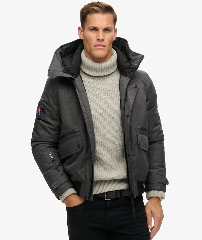superdry City Tweed Padded Bomber Jacket