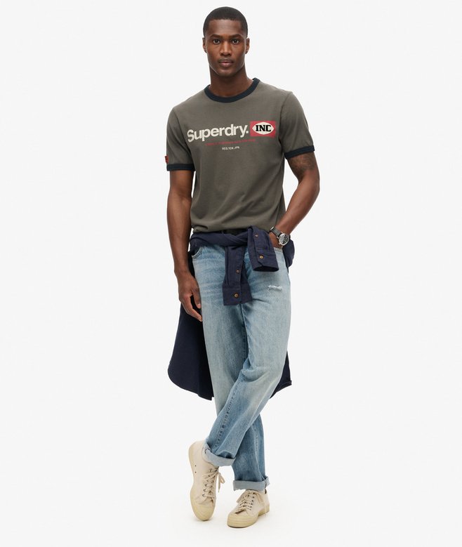 Superdry Core Logo Ringer Workwear Graphic T-Shirt