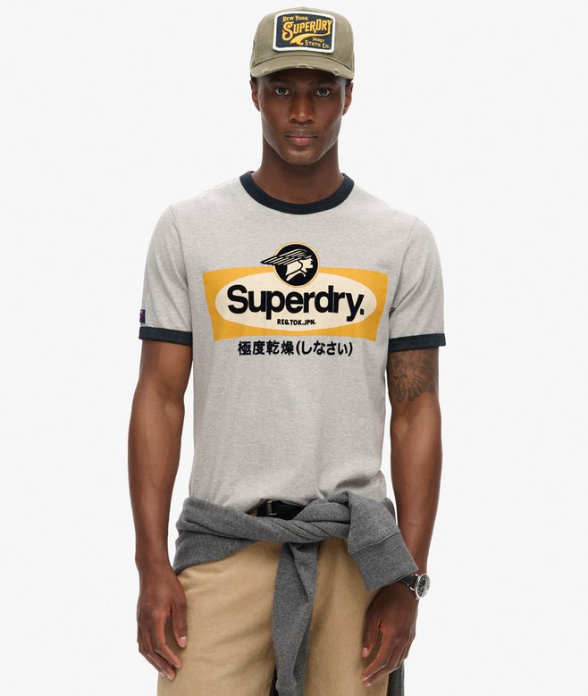 superdry Core Logo Ringer Workwear Graphic T-Shirt