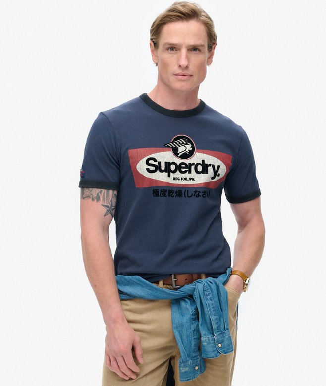superdry Core Logo Ringer Workwear Graphic T-Shirt