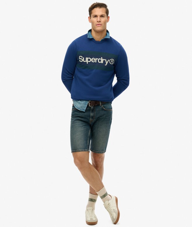 Superdry Core Logo Stripe Relaxed Crew Sweatshirt