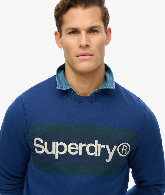 Superdry Core Logo Stripe Relaxed Crew Sweatshirt