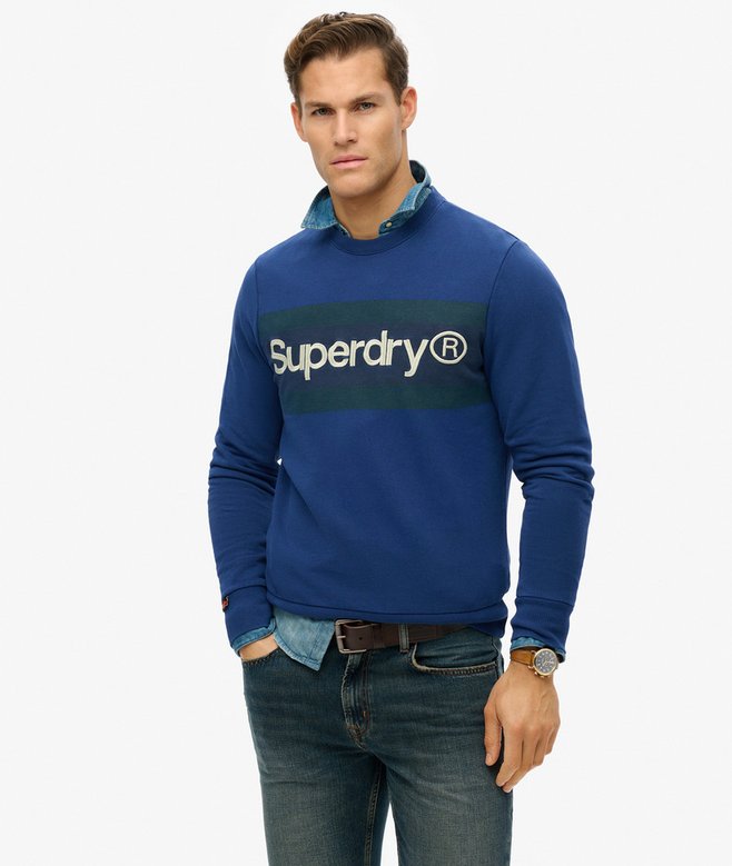 superdry Core Logo Stripe Relaxed Crew Sweatshirt