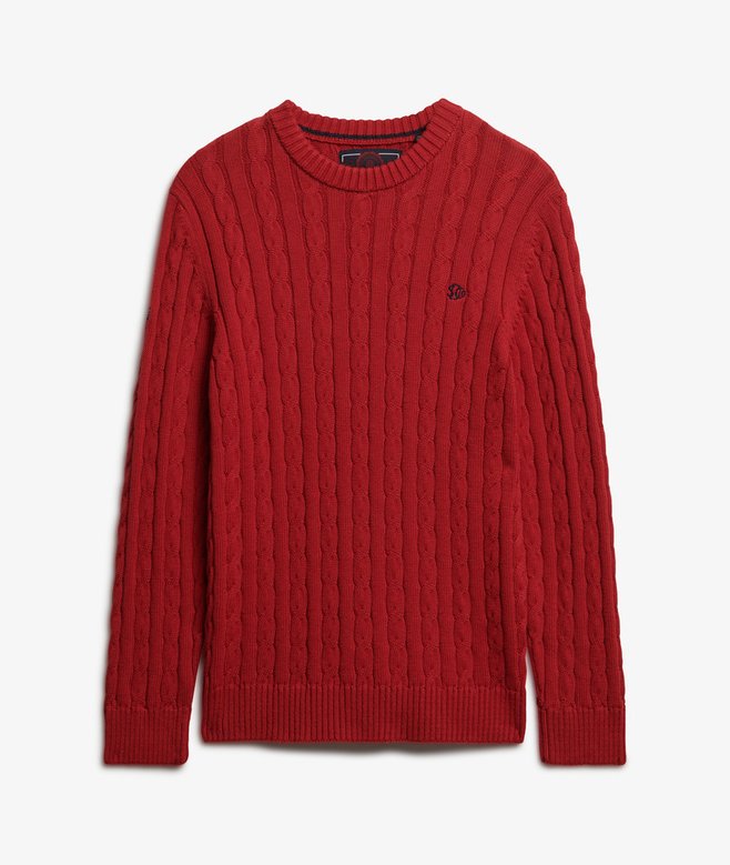 superdry Cotton Cable Knit Crew Jumper