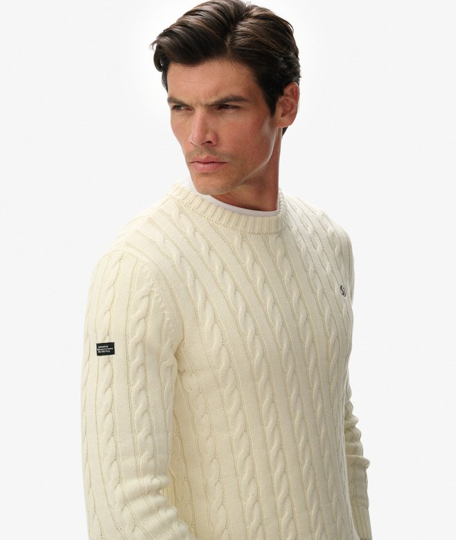superdry Cotton Cable Knit Crew Jumper