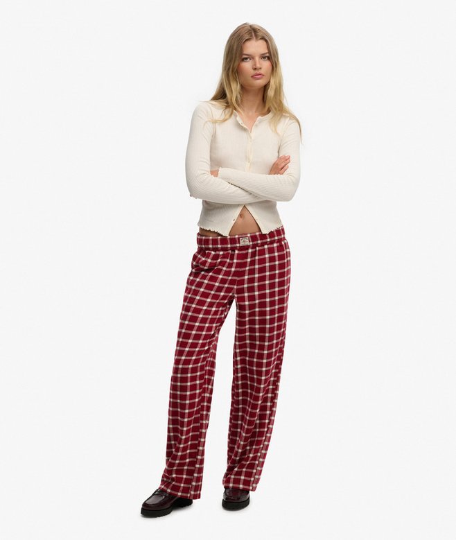 Superdry Cotton Check Elastic Trousers