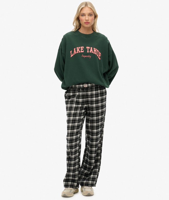 superdry Cotton Check Elastic Trousers