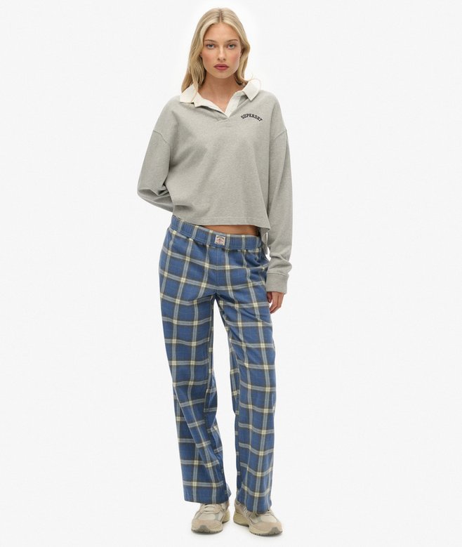 superdry Cotton Check Elastic Trousers