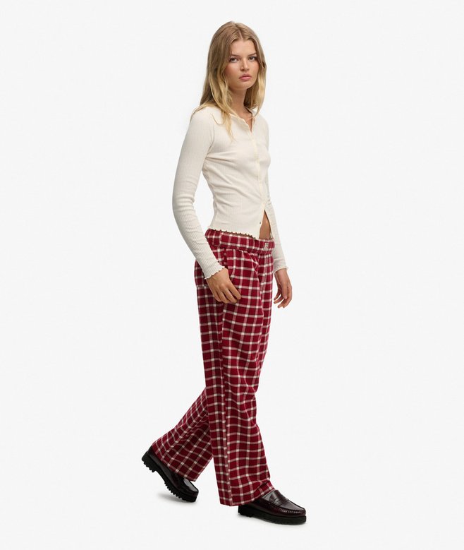 superdry Cotton Check Elastic Trousers