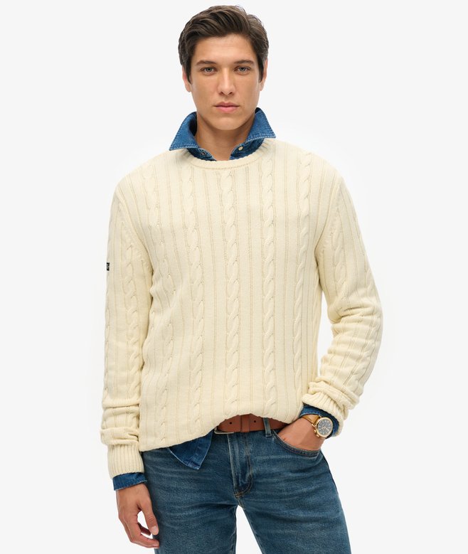 superdry Cotton Classic Cable Knit Crew Jumper