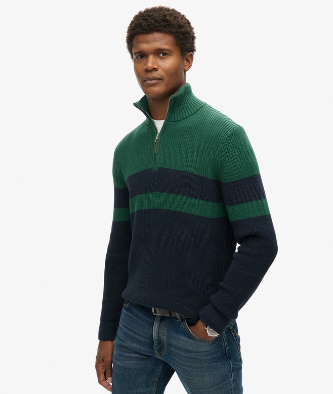 superdry Cotton Classic Stripe Half-Zip Jumper