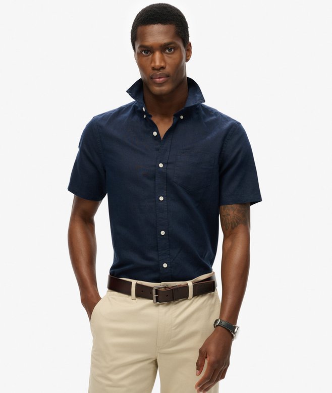 superdry Cotton Linen Short Sleeve Shirt