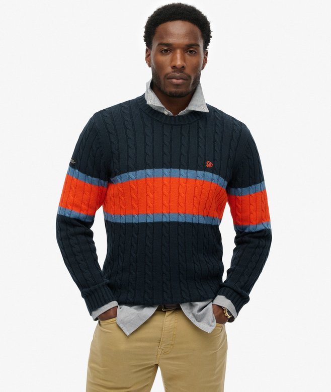 Superdry Cotton Stripe Cable Jumper