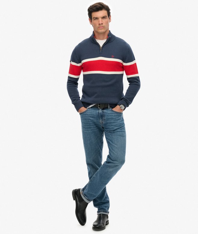 Superdry Cotton Stripe Half Zip Knit