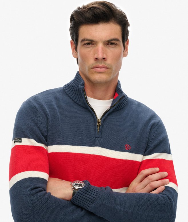 Superdry Cotton Stripe Half Zip Knit