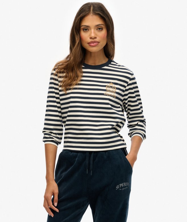 Superdry Country Club Long Sleeve Stripe Top
