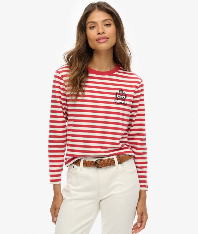superdry Country Club Long Sleeve Stripe Top
