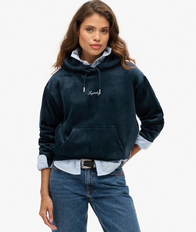 superdry Country Club Velour Loose Hoodie