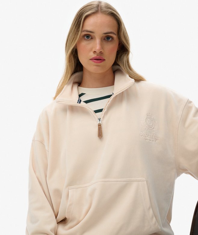 Superdry Country Club Velour Quarter Zip