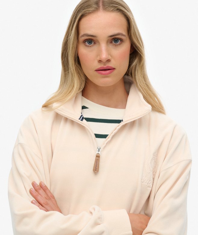 Superdry Country Club Velour Quarter Zip