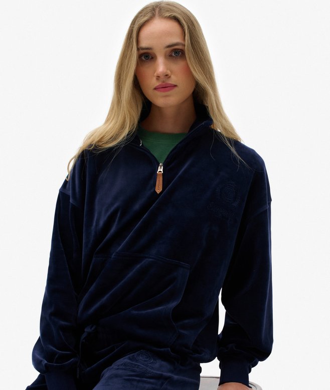 Superdry Country Club Velour Quarter Zip