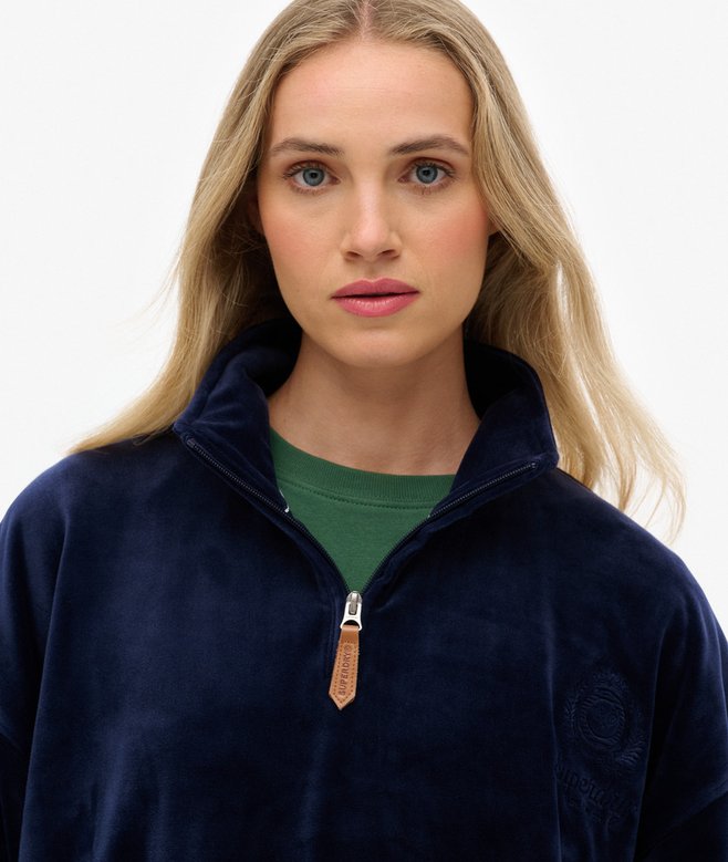 Superdry Country Club Velour Quarter Zip