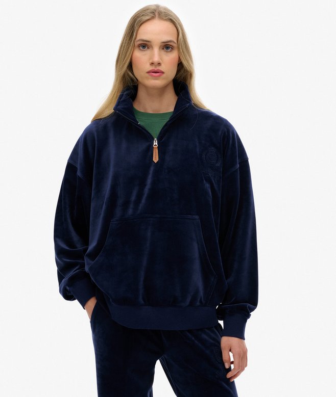 superdry Country Club Velour Quarter Zip