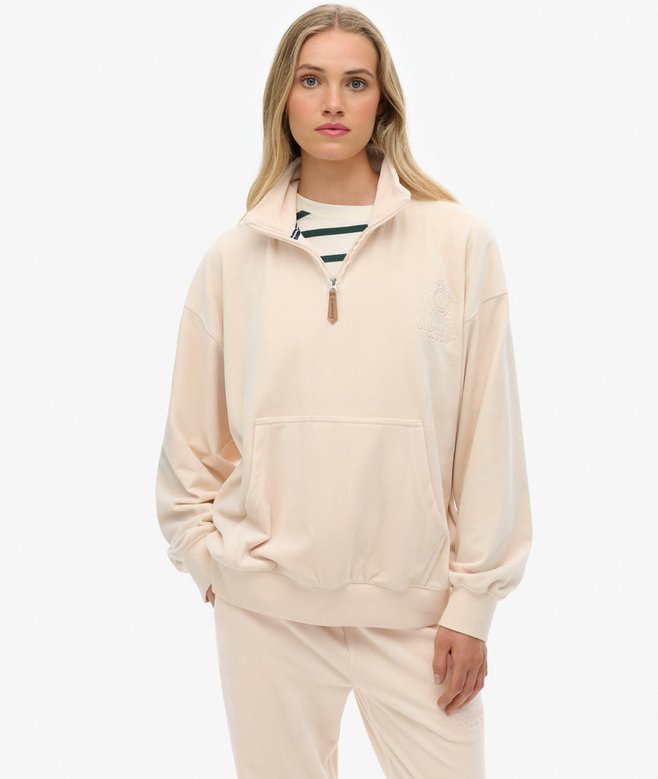 superdry Country Club Velour Quarter Zip