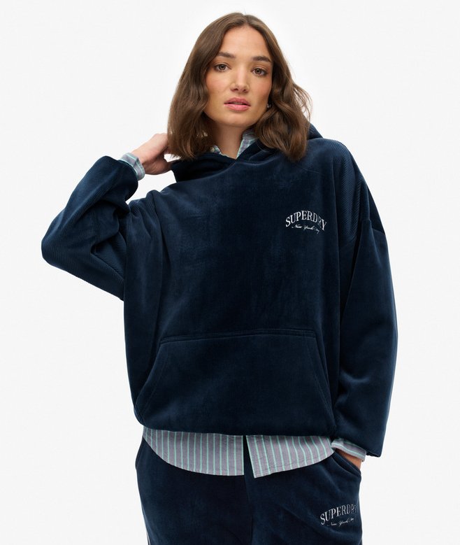 superdry Country Club Velour Relaxed Hoodie