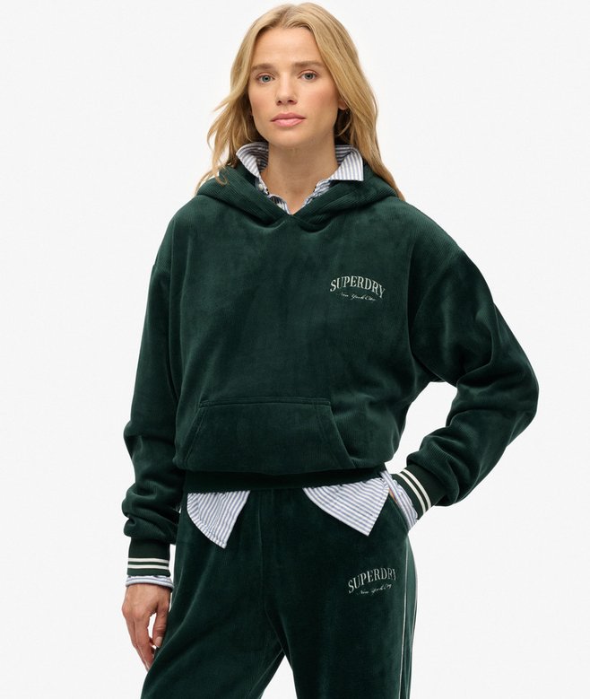 superdry Country Club Velour Relaxed Hoodie