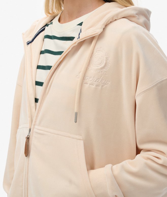 Superdry Country Club Velour Zip Hoodie