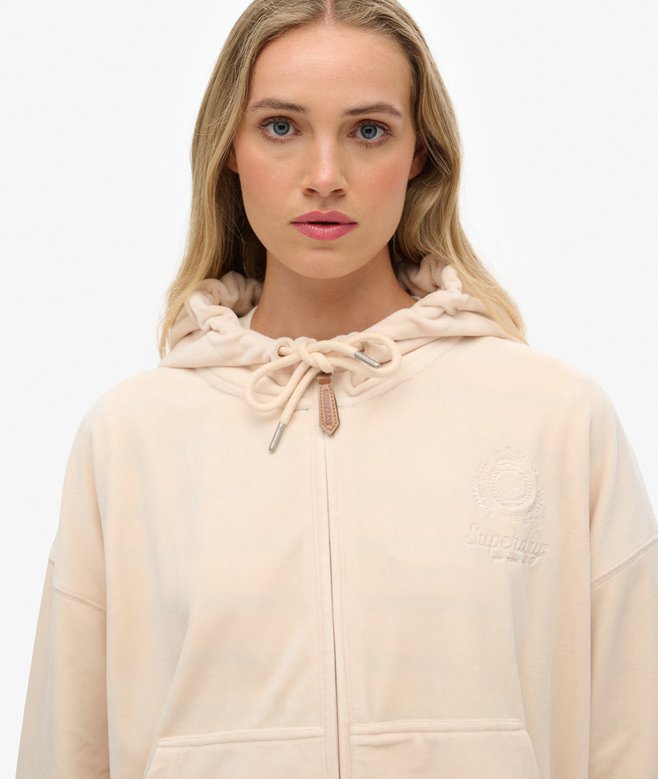 Superdry Country Club Velour Zip Hoodie
