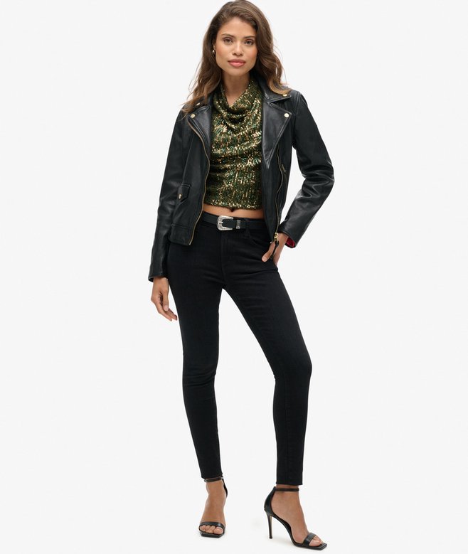 Superdry Cowl Halter Neck Sequin Top