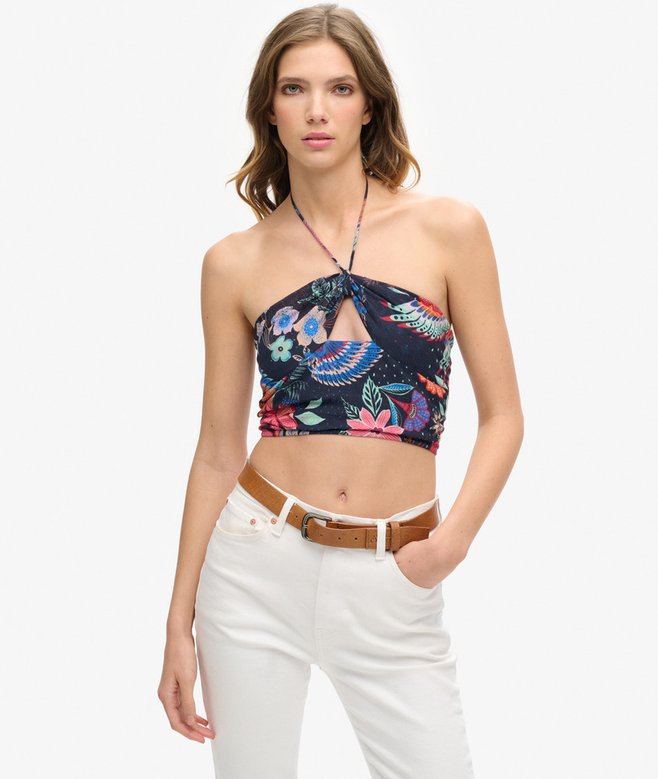 superdry Crop Cut Out Woven Top