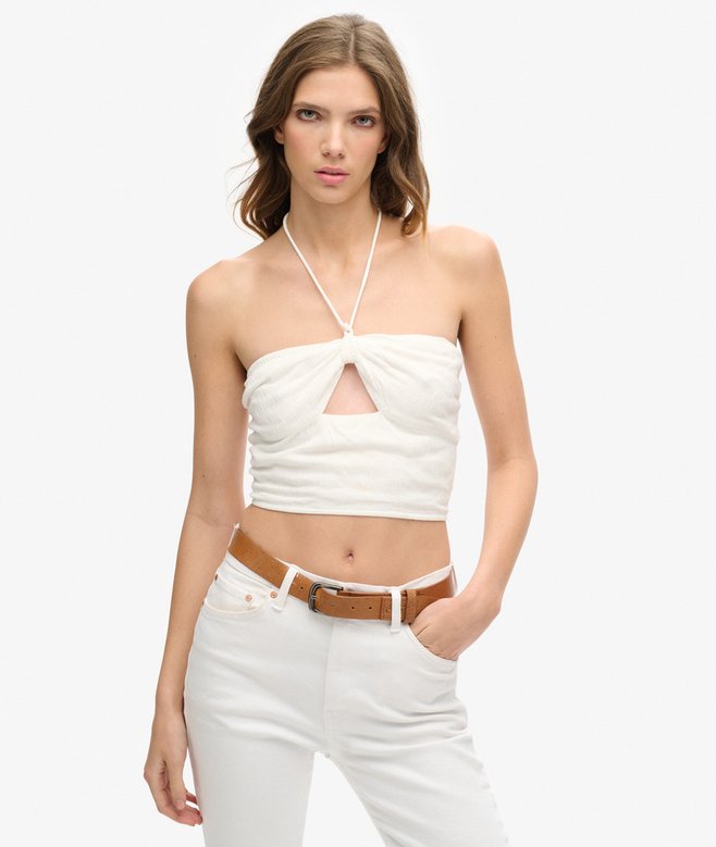 superdry Crop Cut Out Woven Top