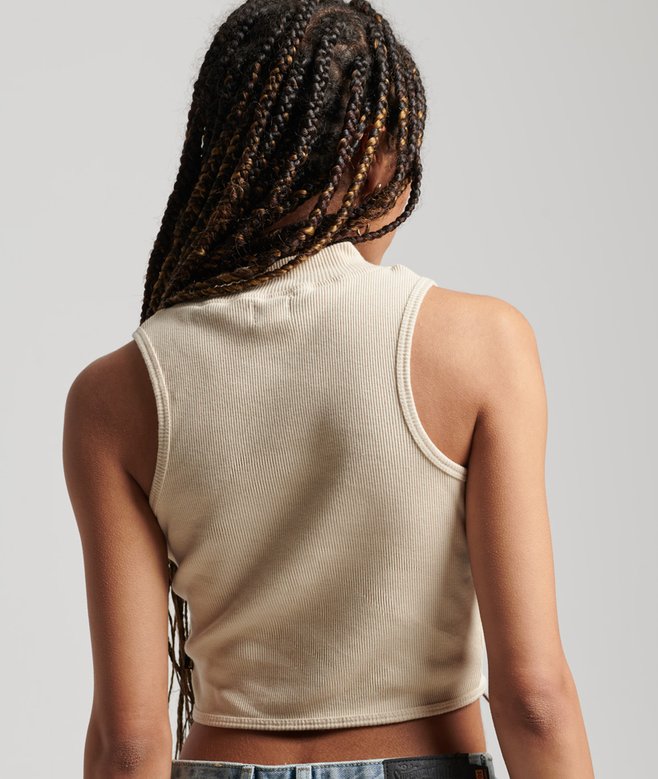 Superdry Cropped Mock Neck Tank Top