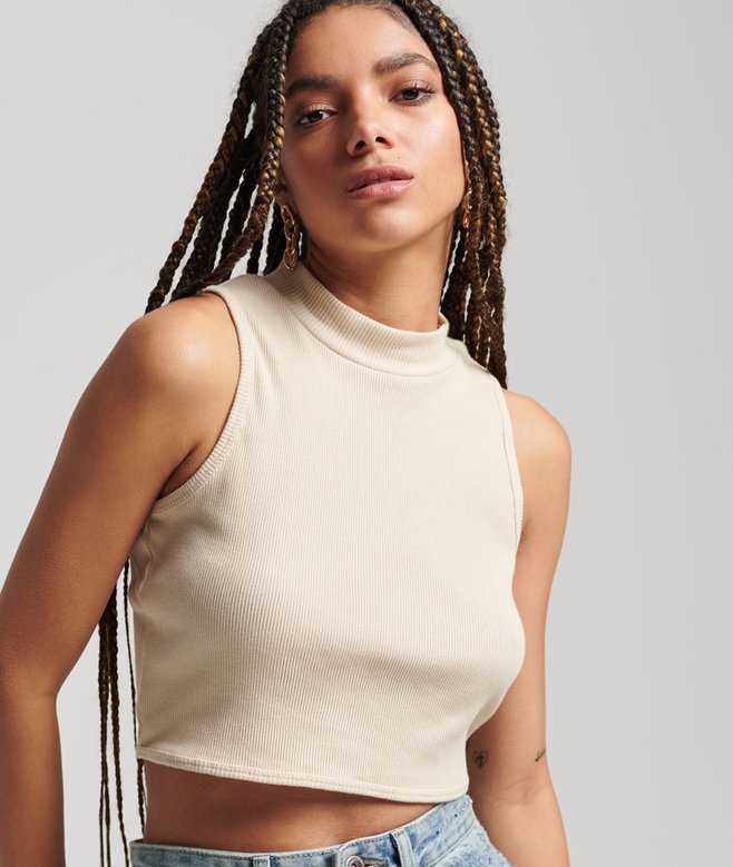 superdry Cropped Mock Neck Tank Top